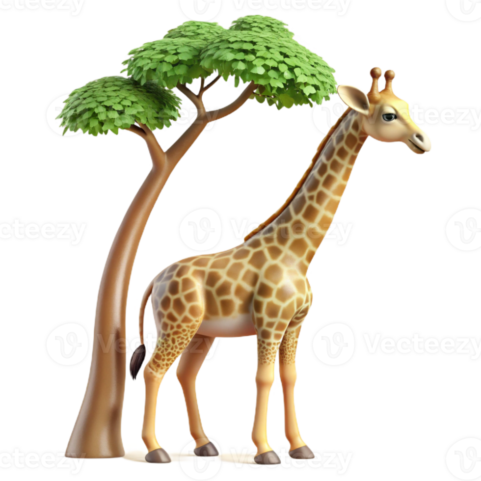serene traditional A Graceful Giraffe Reaching for Leaves on 4K png