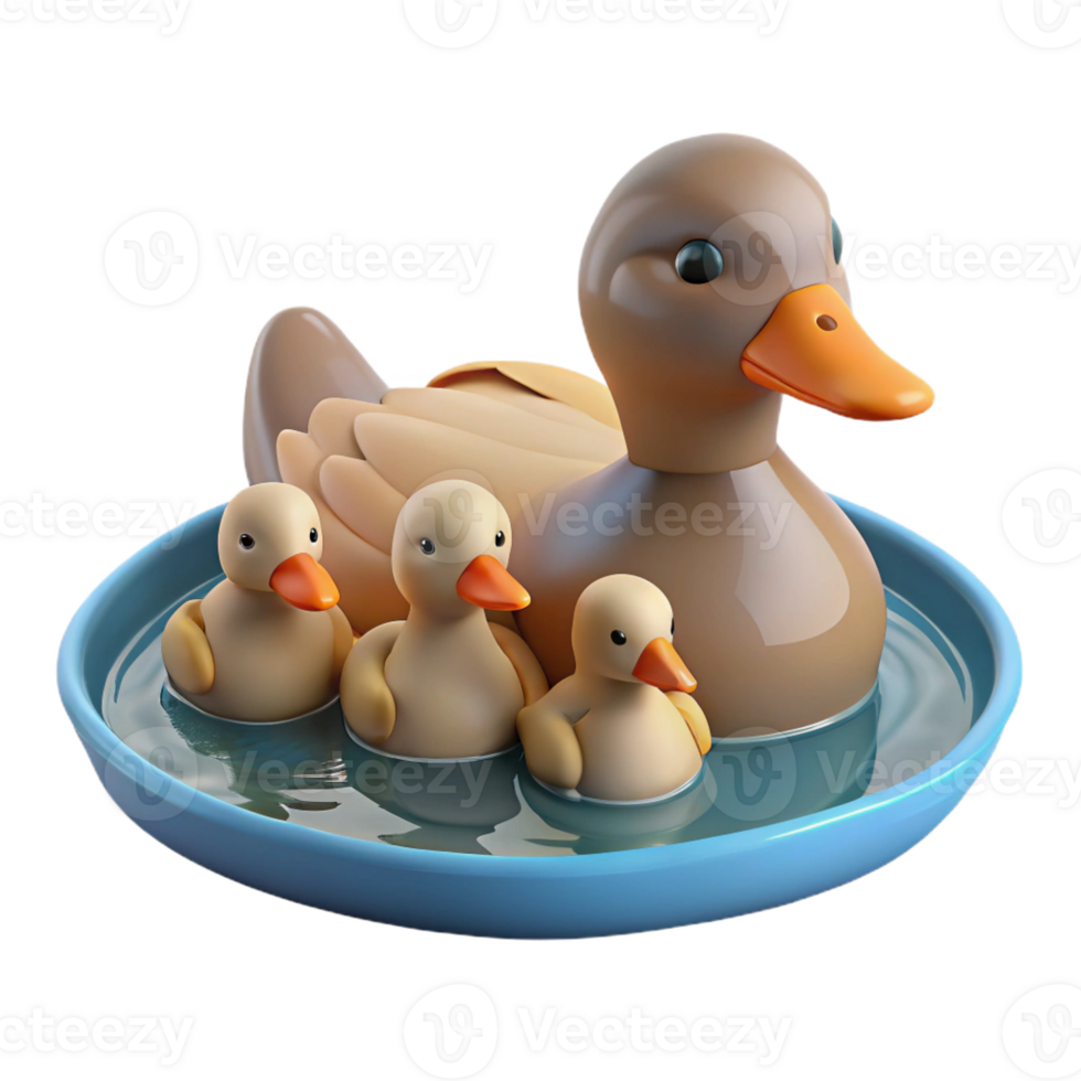 impressive vintage A Family of Ducks Swimming in a Pond detailed png