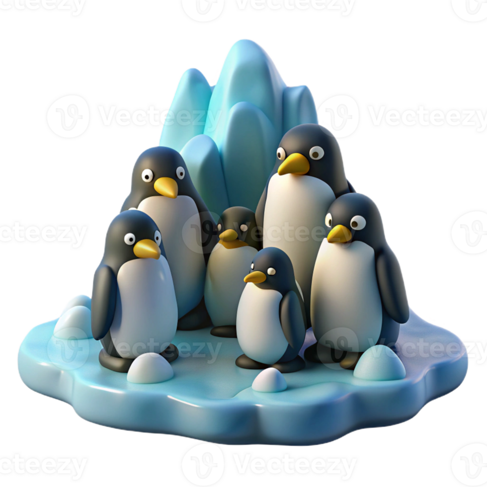 vibrant traditional Penguin Colony Huddled on high quality png