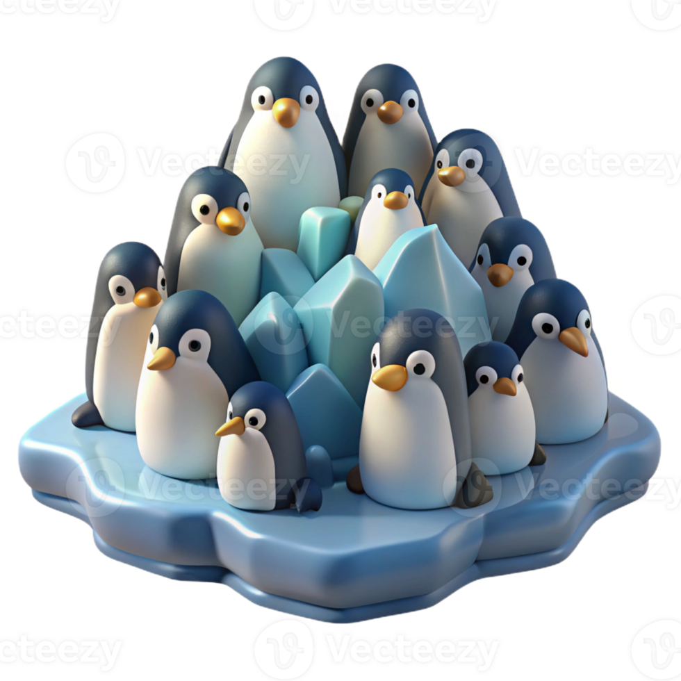 vibrant contemporary Penguin Colony Huddled on premium png