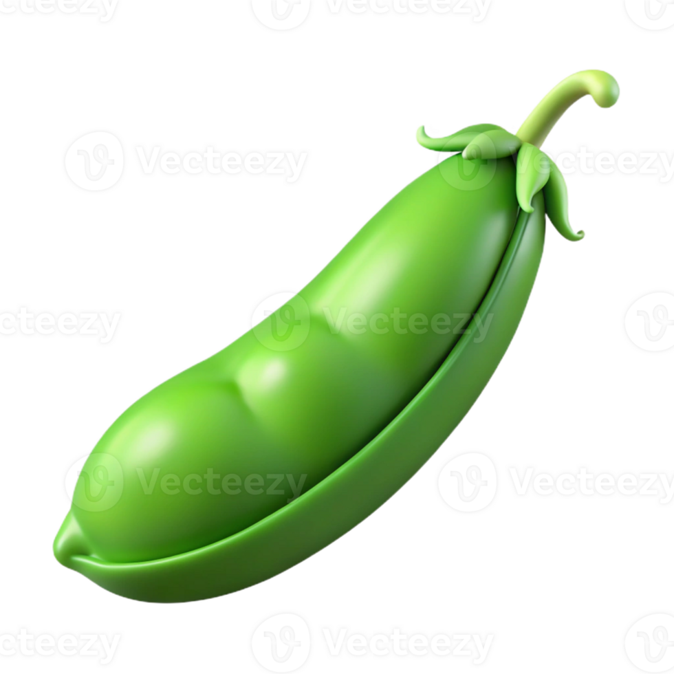 mesmerizing retro Single green pea pod with Transparent Background professional png