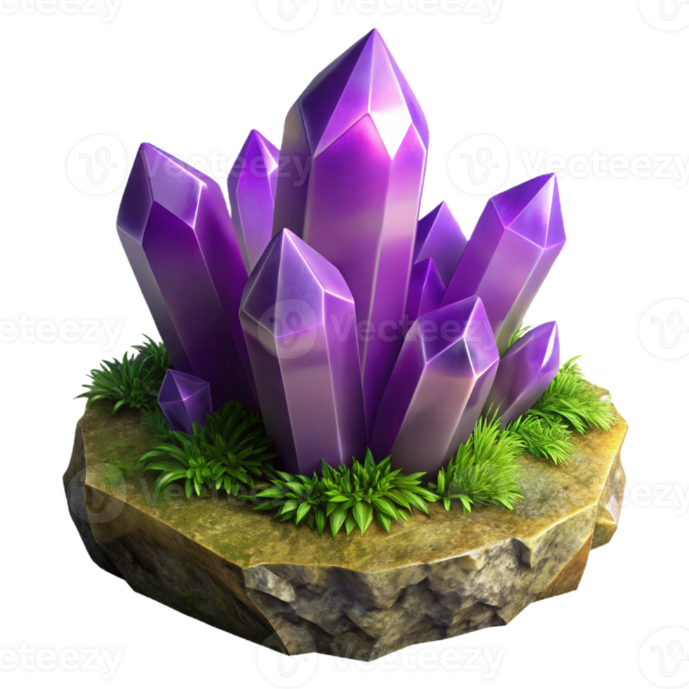 dramatic contemporary A Cluster of Amethyst Crystals Sprouting high resolution png