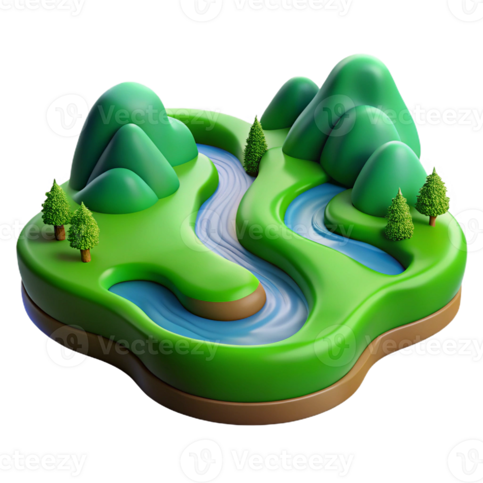impressive abstract A Winding River Carving Through a Lush original png