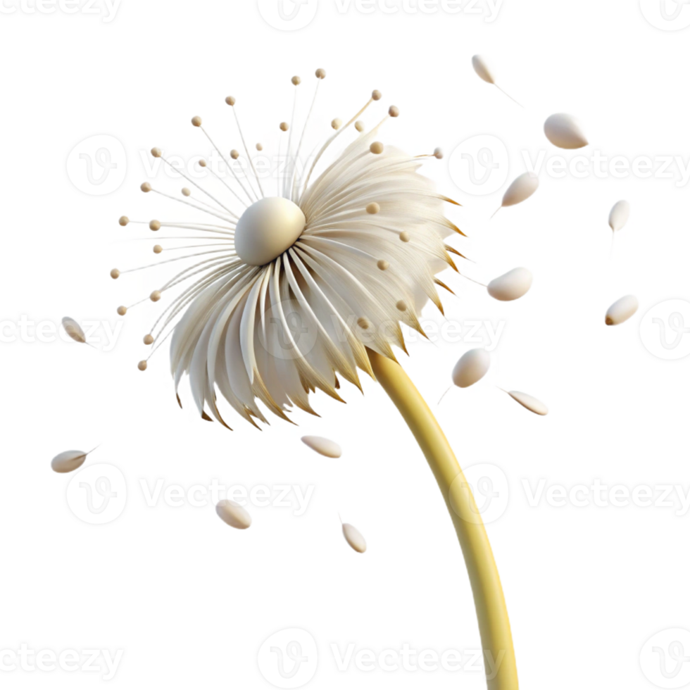 vibrant traditional A Single Dandelion Seedhead with Seeds genuine png