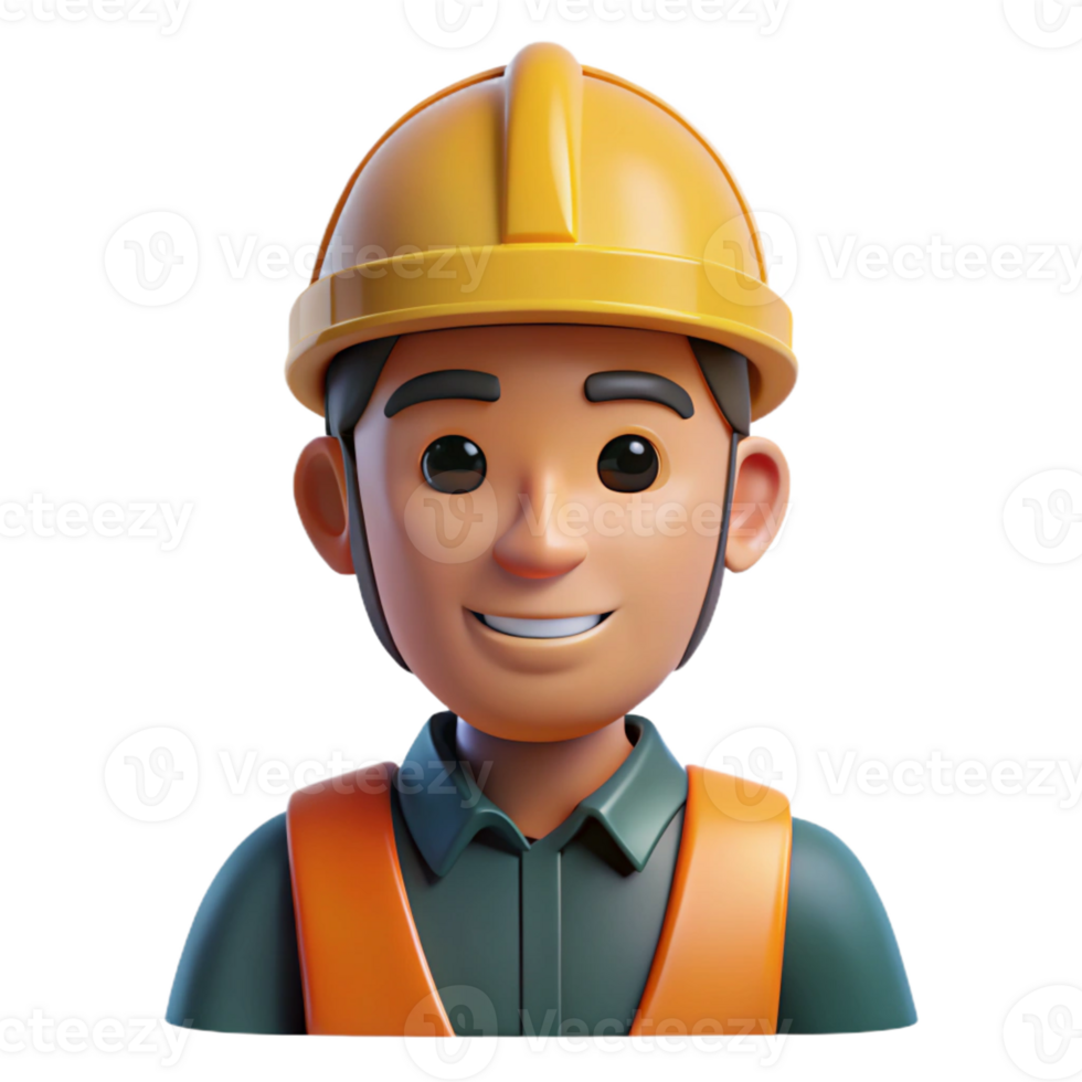 joyful beautiful Construction worker in hard hat with Transparent Background premium png