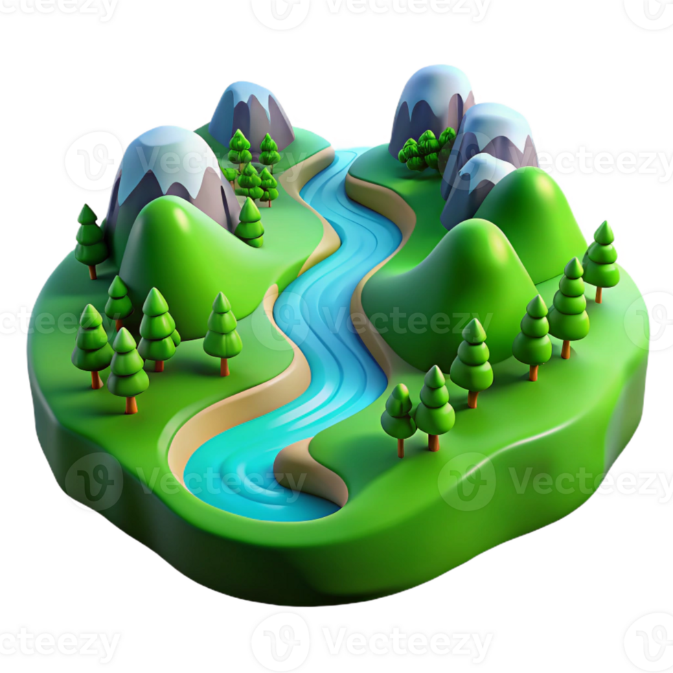 magnificent creative A Winding River Carving Through a Lush genuine png