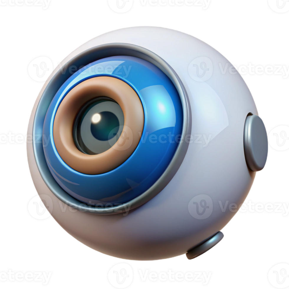 hypnotic geometric Isolated cutout, concept art style, hyper-specific depiction of a single, advanced bionic eye with Transparent Background crisp png