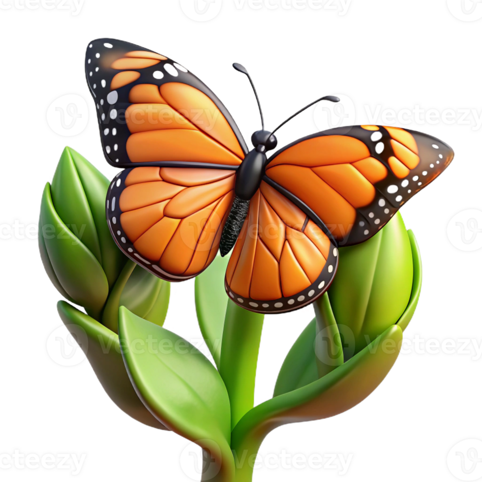extraordinary artistic A Monarch Butterfly Perched on a Milkweed professional png