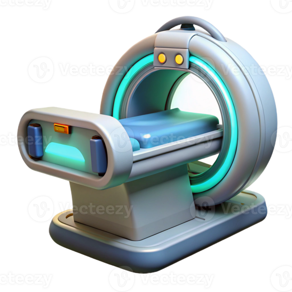 dramatic exquisite Futuristic medical scanner, rotating sensors, digital display with Transparent Background 8K png