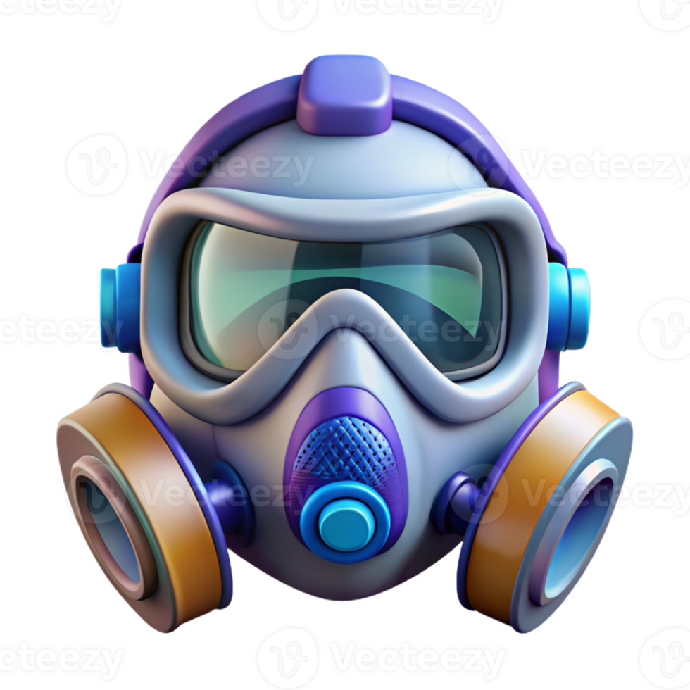 bold gorgeous Concept art style, isolated cutout of a futuristic respirator mask with integrated filters and sensors, ultra-detailed with Transparent Background refined png