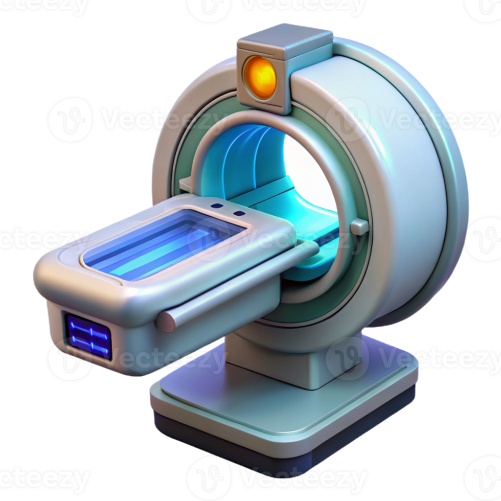 beautiful notable Futuristic medical scanner, rotating sensors, digital display with Transparent Background png