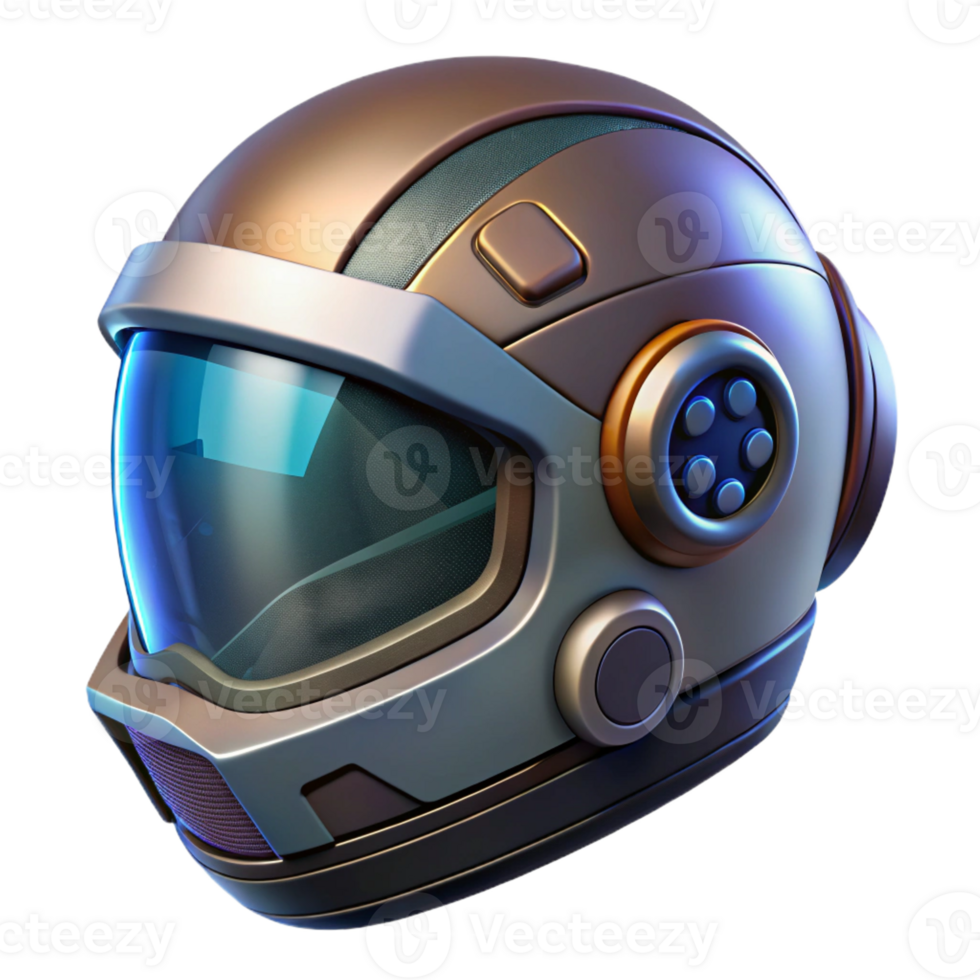 dazzling ethereal tropical Ultra-detailed concept art style, isolated cutout of a futuristic motorcycle helmet with HUD display, hyper-specific with Transparent Background premium png