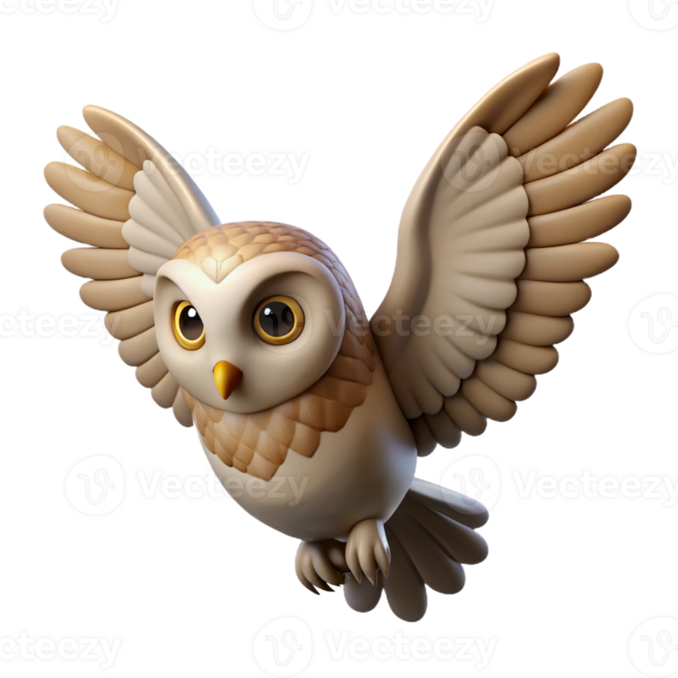 exceptional industrial Photorealistic isolated cutout of a flying owl, wings spread, with Transparent Background authentic png