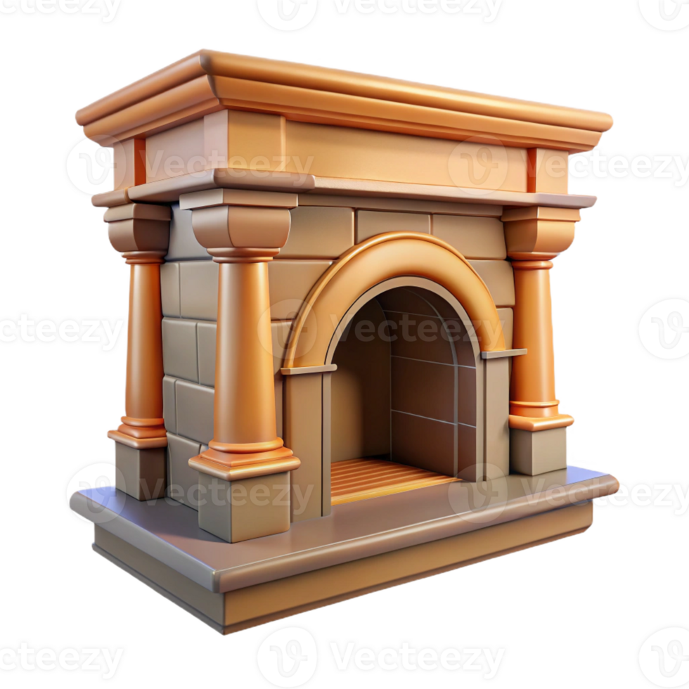 fascinating nordic Georgian style fireplace mantel, with Transparent Background museum quality png