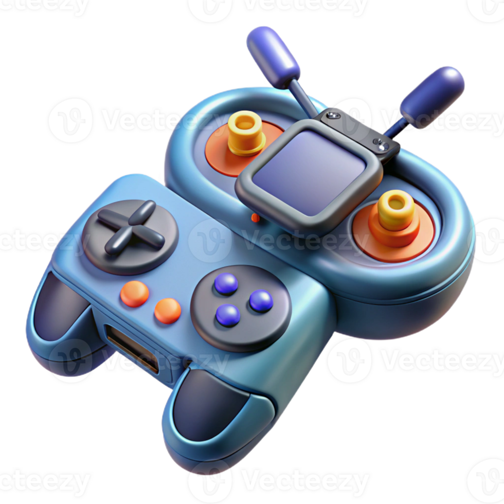 stunning unforgettable Futuristic drone remote control, joystick, buttons, and screen with Transparent Background png
