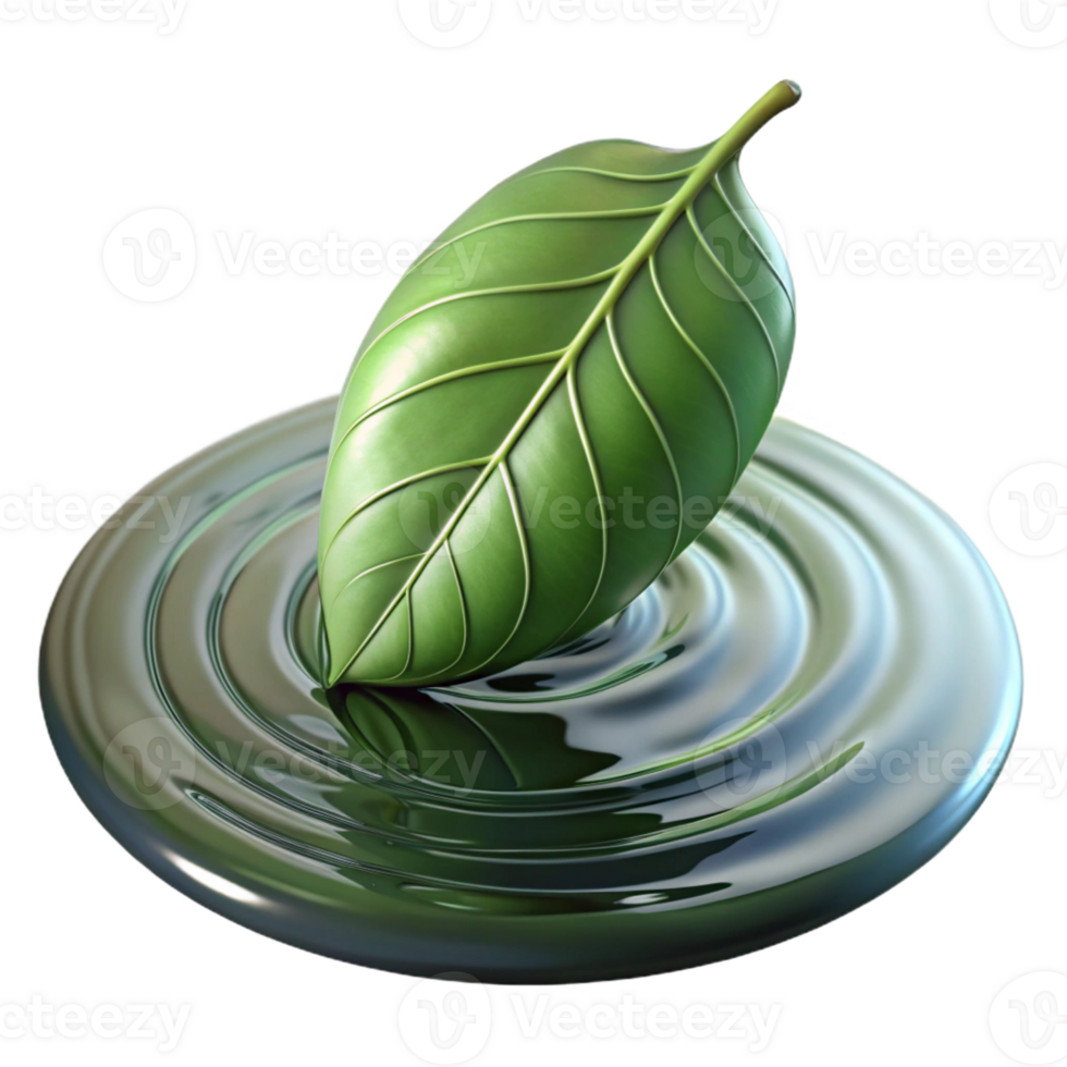 magnificent contemporary A Single Leaf Floating on Water Ripples authentic png