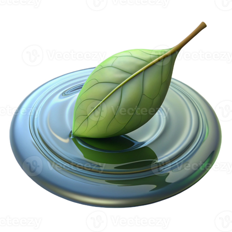 impressive artistic A Single Leaf Floating on Water Ripples detailed png