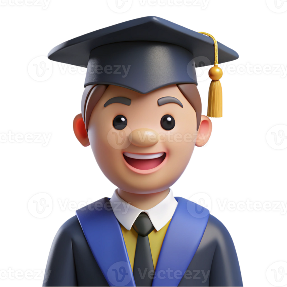 picturesque industrial Happy graduate, cap and gown, with Transparent Background premium png