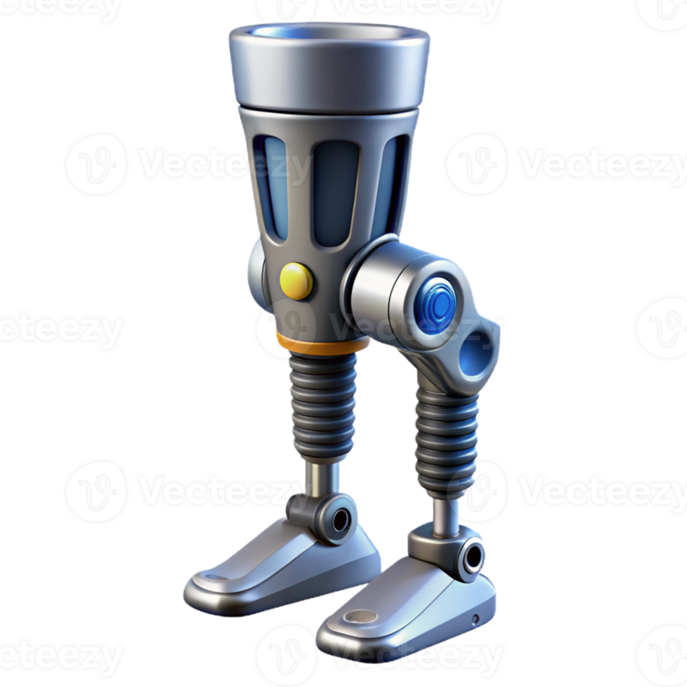 vibrant unparalleled Concept art style, isolated cutout of a single cybernetic leg with hydraulic pistons, ultra-detailed, hyper-specific with Transparent Background png