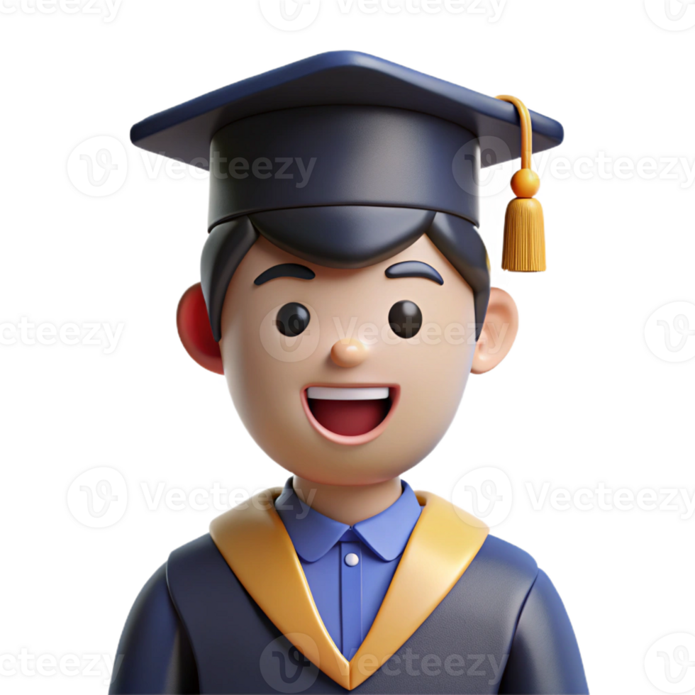 immaculate timeless Happy graduate, cap and gown, with Transparent Background png