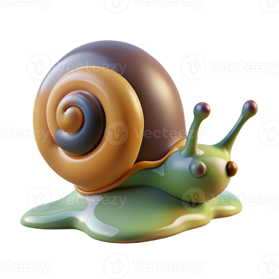 vibrant distinctive Hyper-specific concept art style render of a single snail, shell visible, leaving slime trail trail cropped, isolated cutout, with Transparent Background png