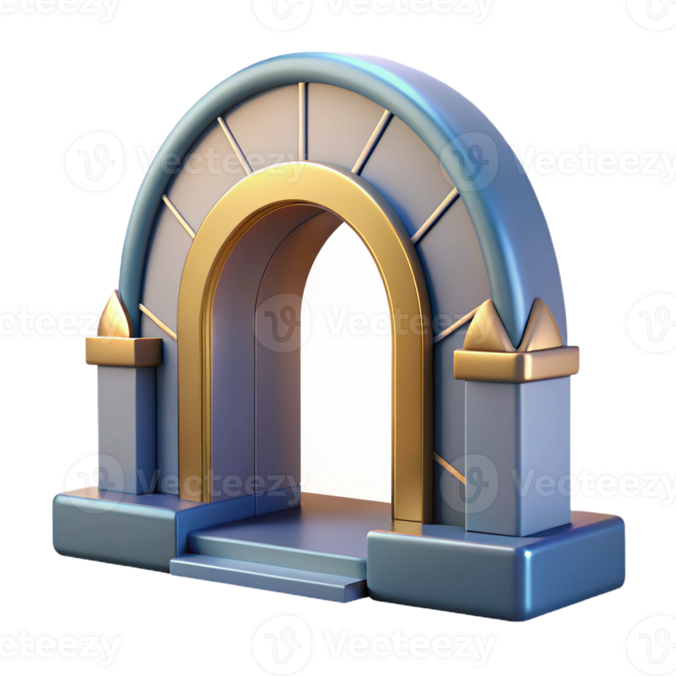 whimsical fascinating Art Deco doorway arch, stylized geometric design with Transparent Background fine detail png