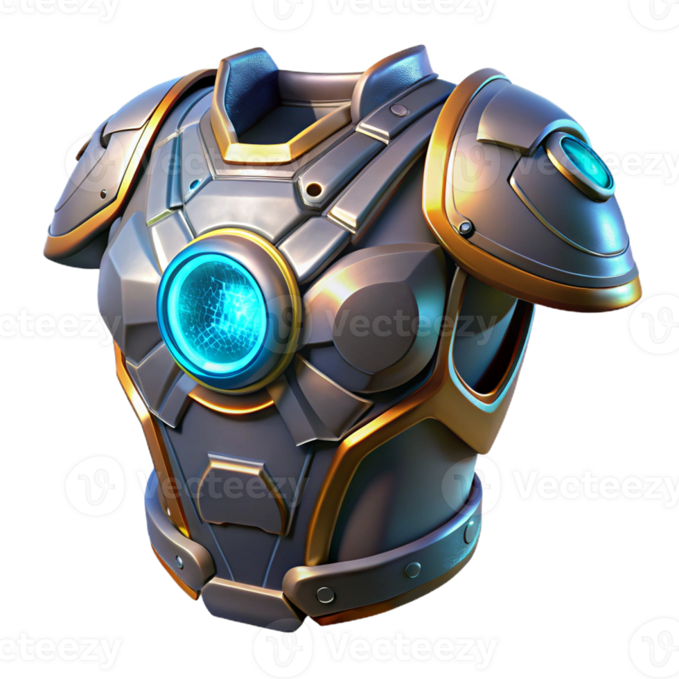 gorgeous futuristic Futuristic armor breastplate, glowing energy core, intricate design with Transparent Background museum quality png