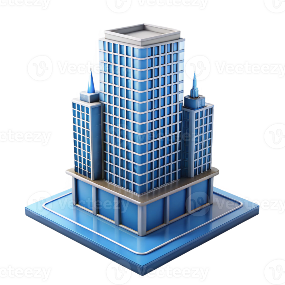 striking minimalist Modern skyscraper architectural model with Transparent Background authentic png