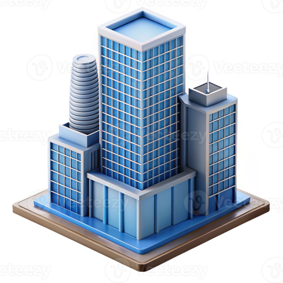 glorious tranquil abstract Modern skyscraper architectural model with Transparent Background 4K png