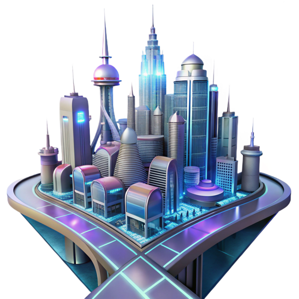 vibrant classic A Futuristic Cityscape Built on high quality png