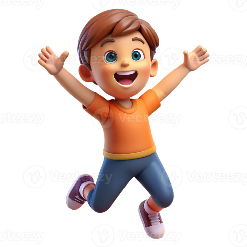 dynamic sumptuous Excited child, playful pose, with Transparent Background studio quality png