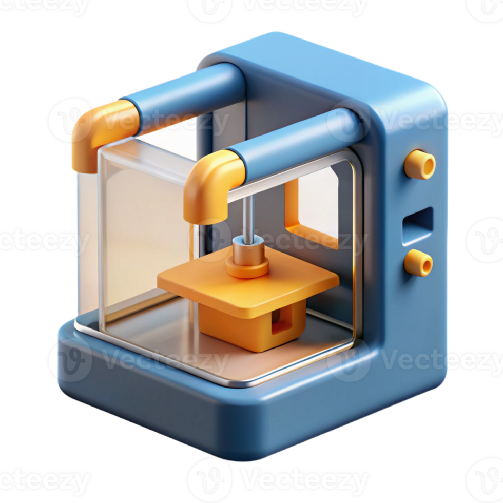 distinguished contemporary A D printer printing a complex design with Transparent Background masterfully captured png