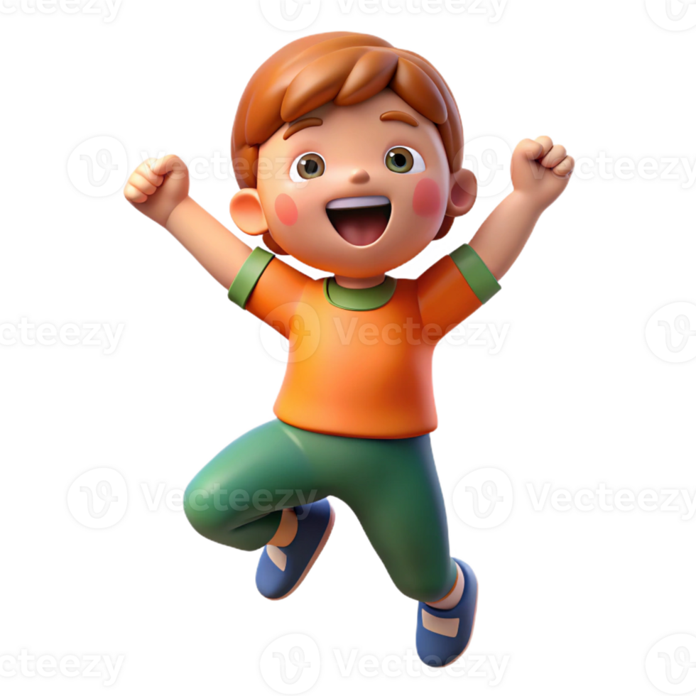 elegant impressionist Excited child, playful pose, with Transparent Background masterfully captured png