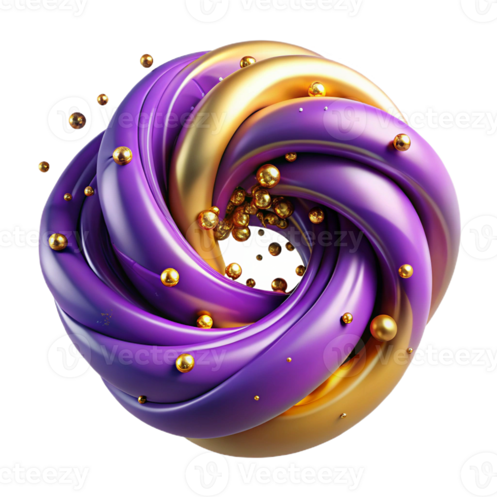 harmonious breathtaking A swirling vortex of vibrant purple and gold particles with Transparent Background museum quality png
