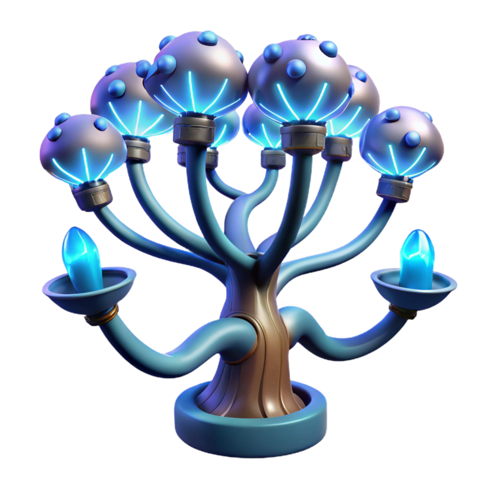 elegant abstract A Bioluminescent Tree Powered by a Network genuine png