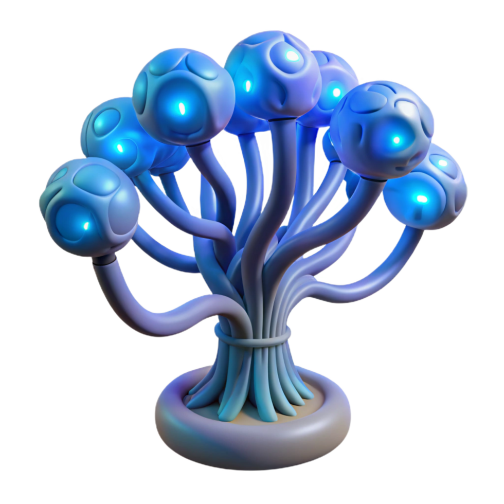 vibrant rustic A Bioluminescent Tree Powered by a Network 4K png