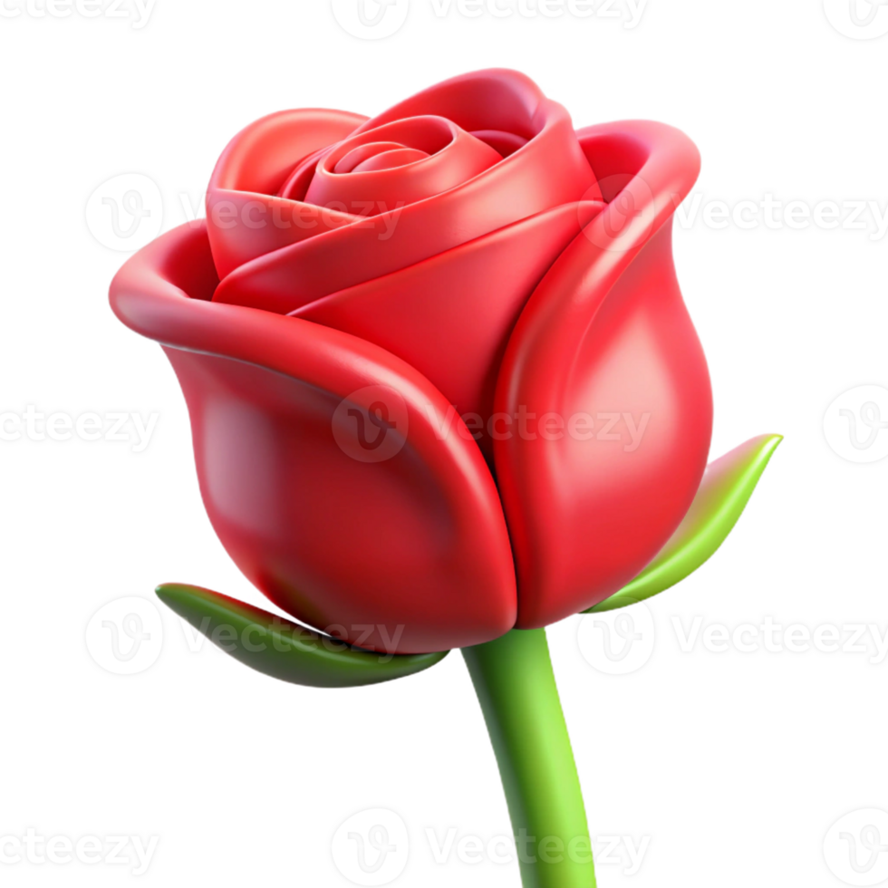impressive nostalgic mid-century A single, perfect red rose bud with Transparent Background masterfully captured png
