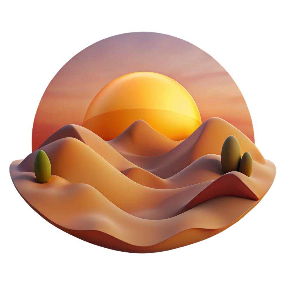dramatic abstract A Desert Landscape at Sunset Warm Colors high quality png