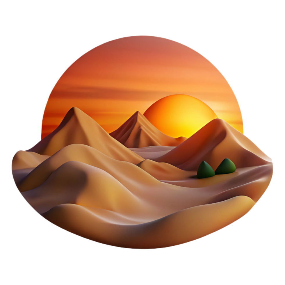 beautiful modern A Desert Landscape at Sunset Warm Colors authentic png