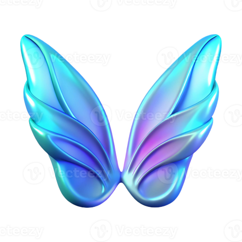 coveted industrial Hyper-specific concept art style, isolated cutout of a pair of bioluminescent wings, ultra-detailed with Transparent Background 8K png