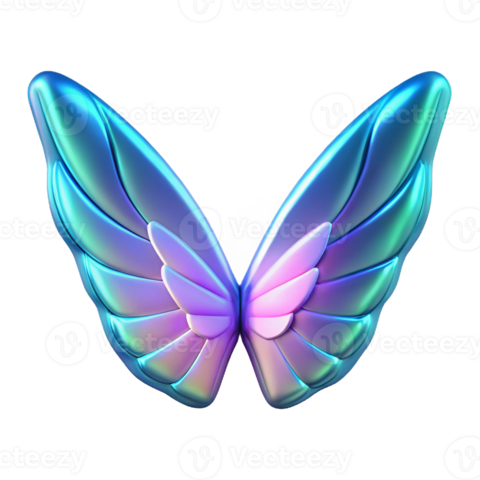 extraordinary coveted Hyper-specific concept art style, isolated cutout of a pair of bioluminescent wings, ultra-detailed with Transparent Background png