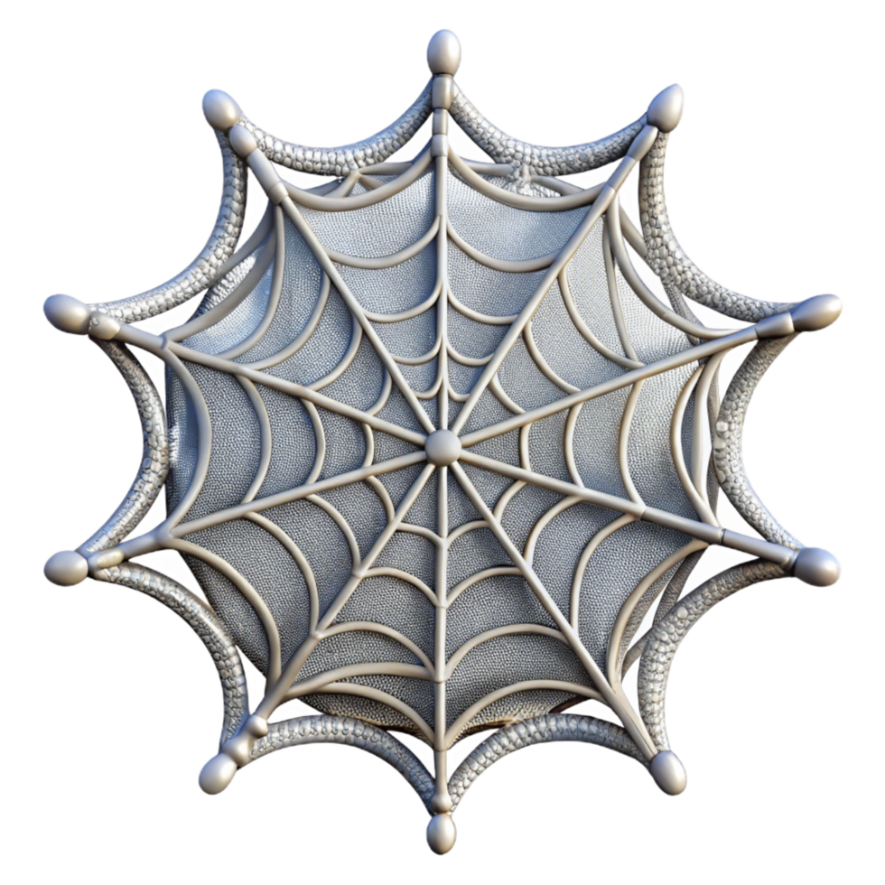 serene contemporary A Spider Web Covered in Dew Intricate and original png