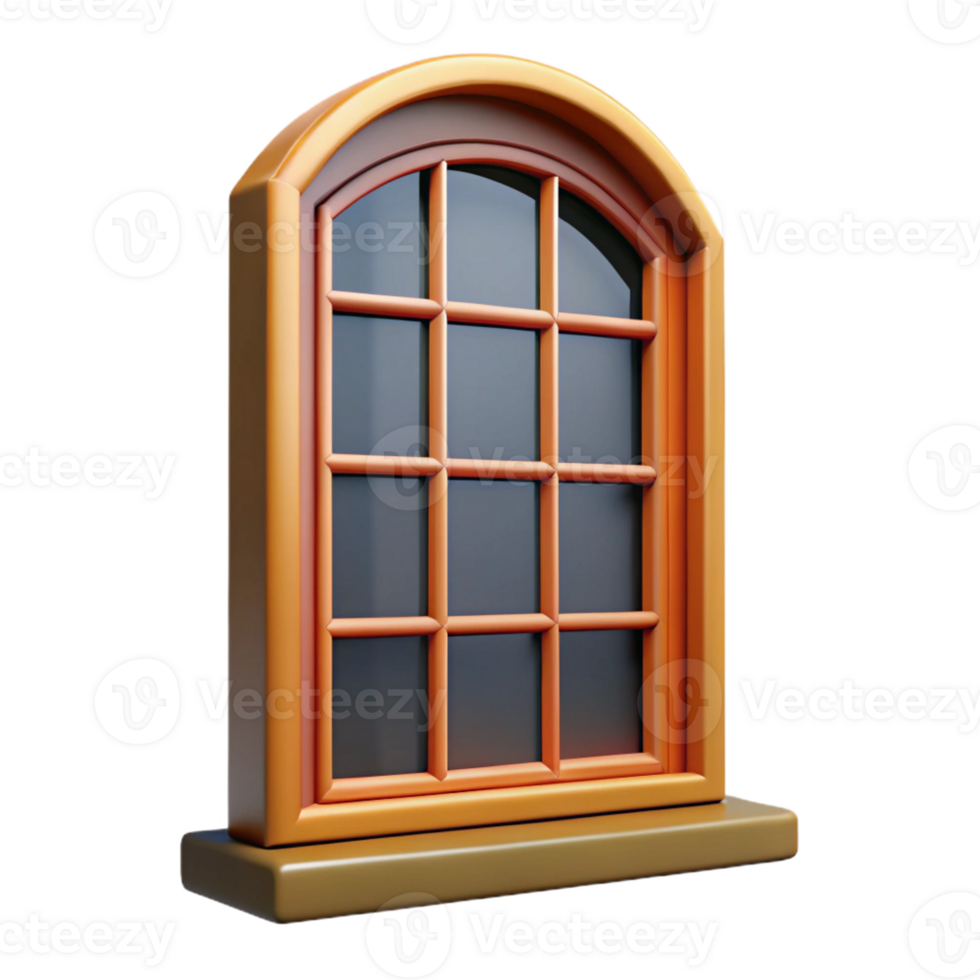 immaculate baroque Georgian window frame, multi-paned sash with Transparent Background high resolution png