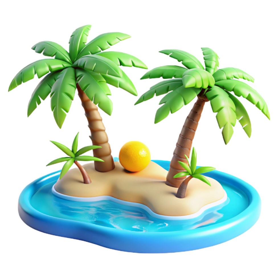 magnificent artistic A Tropical Beach with Palm Trees and high resolution png