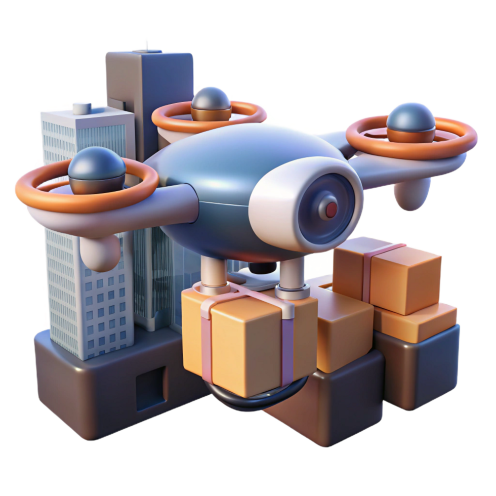 vibrant creative A Futuristic Drone Delivering a Package in detailed png
