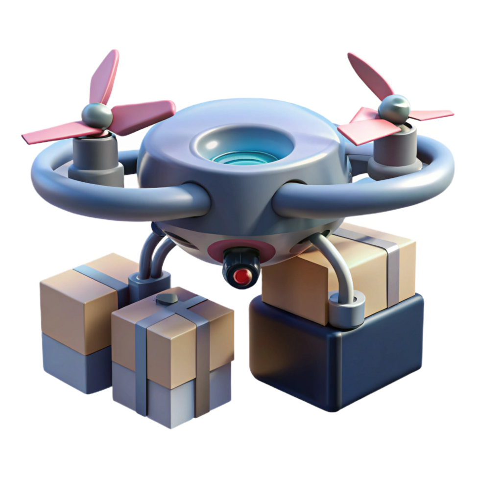 serene modern A Futuristic Drone Delivering a Package in authentic png