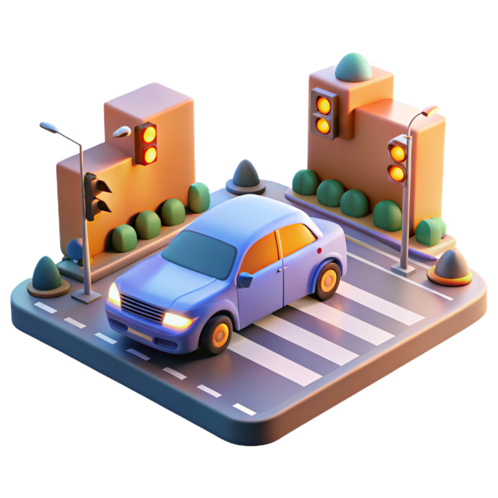 extraordinary abstract A Self Driving Car Navigating a Busy detailed png