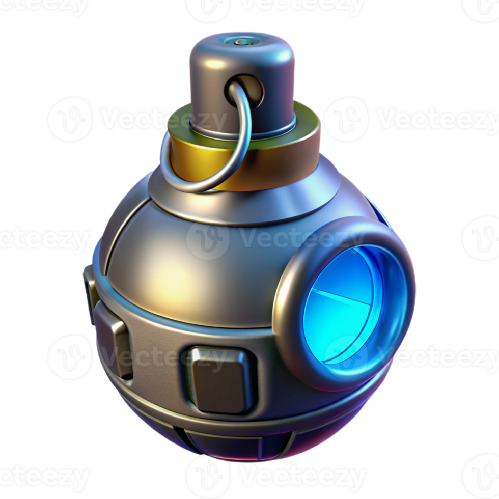 impressive playful futuristic Futuristic grenade, glowing core, digital timer with Transparent Background premium png