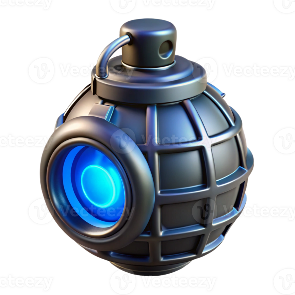 alluring signature Futuristic grenade, glowing core, digital timer with Transparent Background png