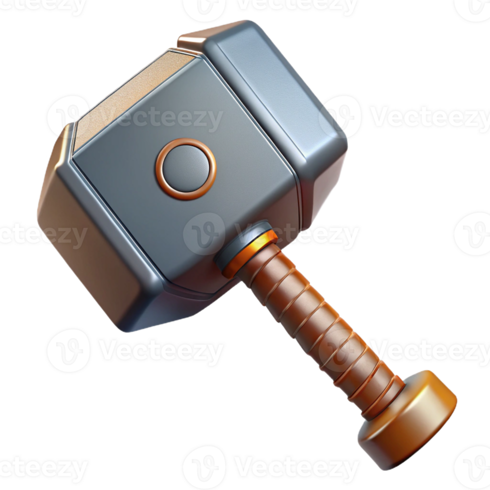 exceptional nordic Thor's Hammer, Mjolnir, powerful weapon with Transparent Background expertly shot png